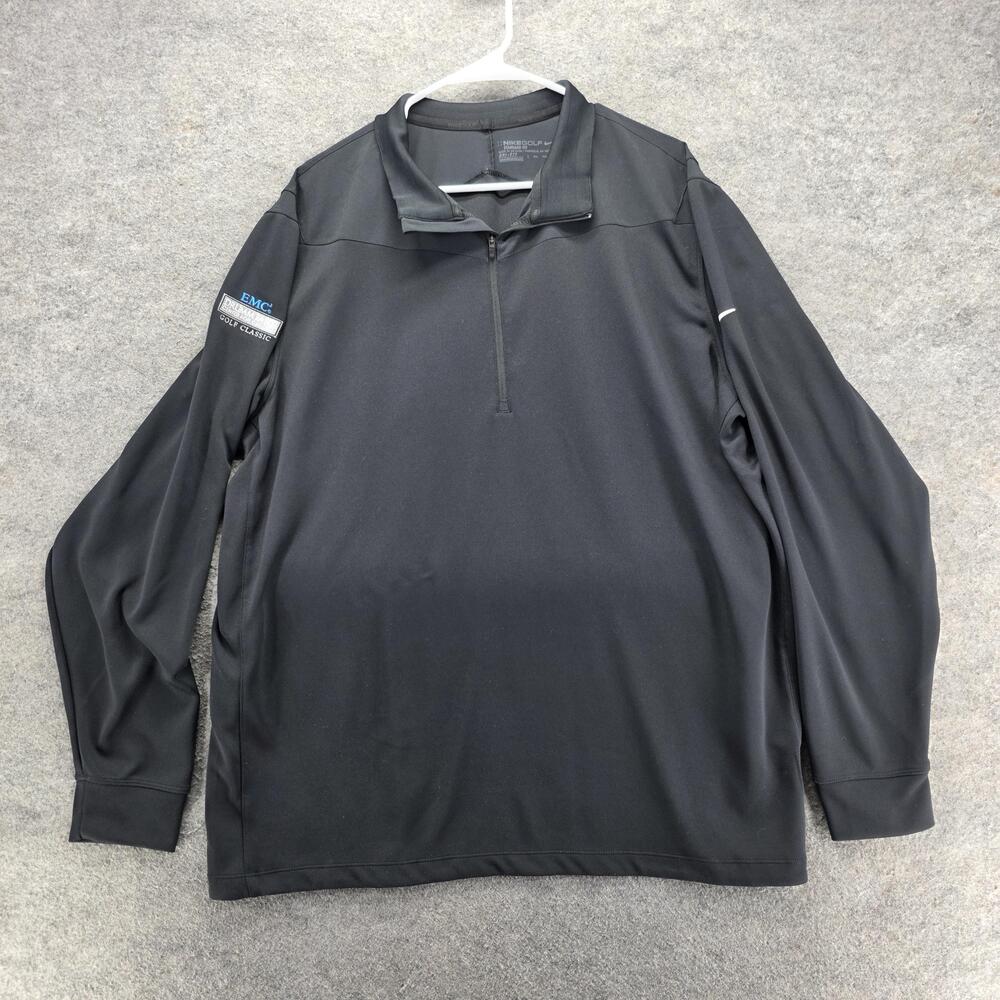 Nike Pullover Mens 2XL Black Long Sleeve 1/4 Zip Mock Neck Dri-FIT Golf EMC